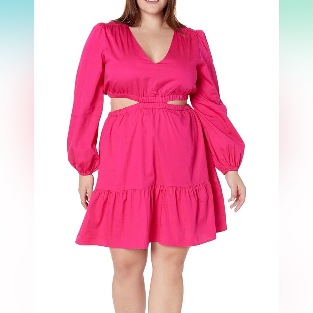 Vibrant Pink A-Line Dress with Cutout Detail